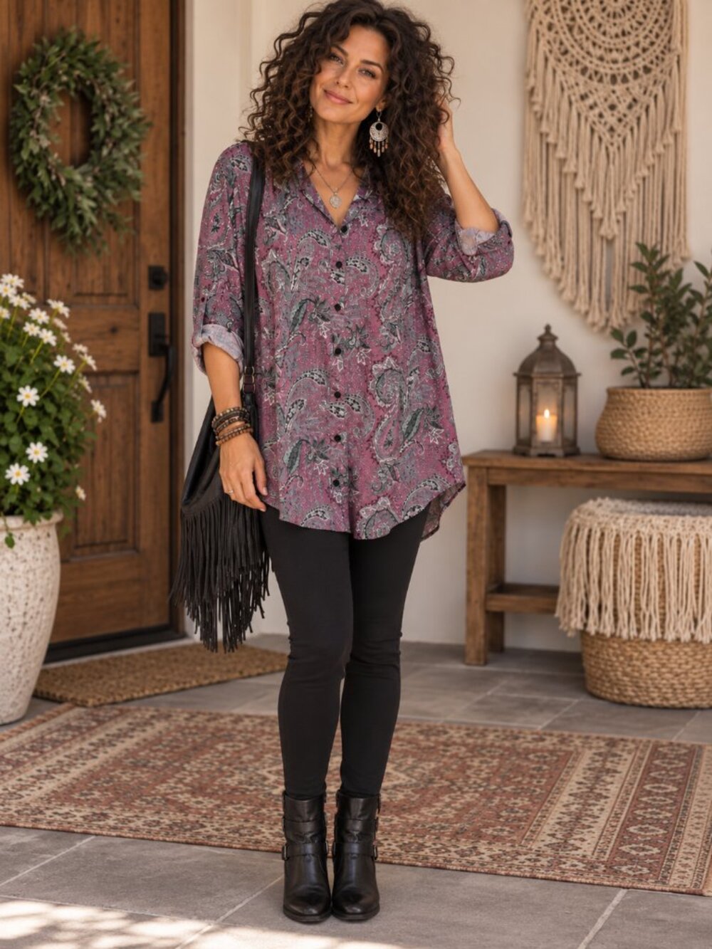 Reborn Purple and Teal Tunic / Shirt Dress - Large - EUC